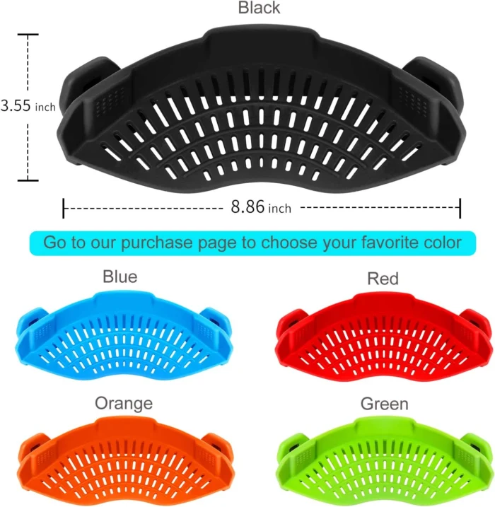 AUOON Clip On Strainer Silicone for All Pots and Pans 05